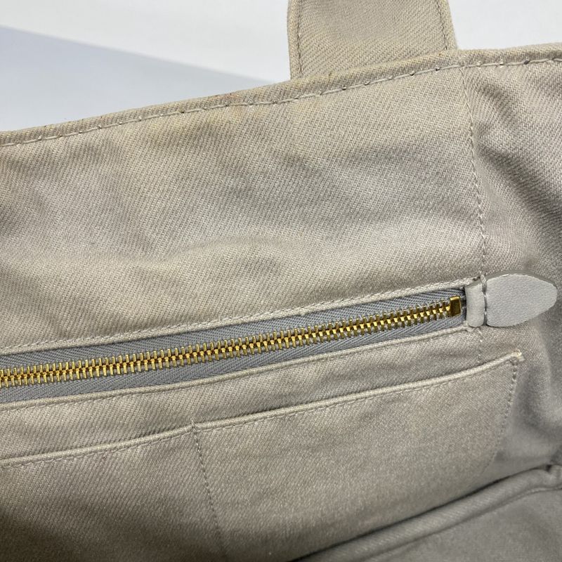 Prada Tote Bag Canapa Canvas Light Gray Gold Hardware Women's