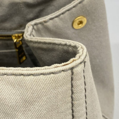 Prada Tote Bag Canapa Canvas Light Gray Gold Hardware Women's