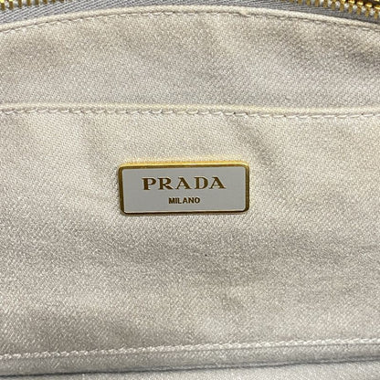 Prada Tote Bag Canapa Canvas Light Gray Gold Hardware Women's