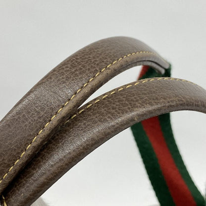 Gucci Tote Bag GG Supreme Sherry Line 763287 PVC Brown Silver Hardware Women