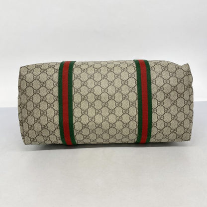 Gucci Tote Bag GG Supreme Sherry Line 763287 PVC Brown Silver Hardware Women