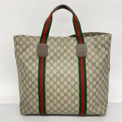 Gucci Tote Bag GG Supreme Sherry Line 763287 PVC Brown Silver Hardware Women