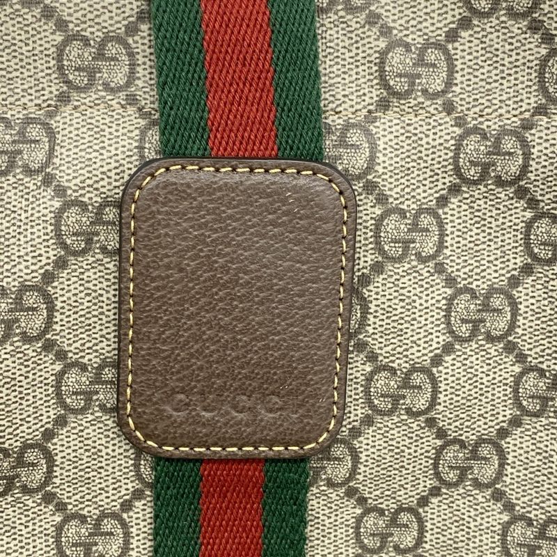 Gucci Tote Bag GG Supreme Sherry Line 763287 PVC Brown Silver Hardware Women