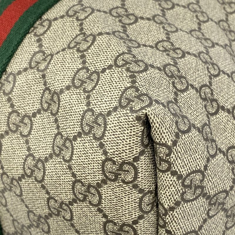 Gucci Tote Bag GG Supreme Sherry Line 763287 PVC Brown Silver Hardware Women