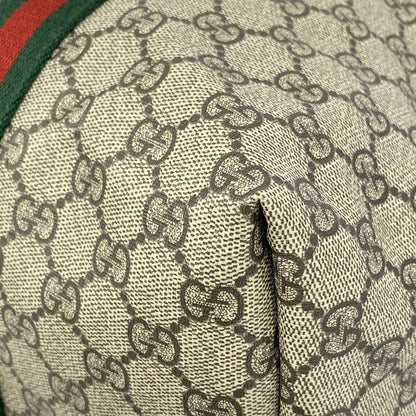 Gucci Tote Bag GG Supreme Sherry Line 763287 PVC Brown Silver Hardware Women