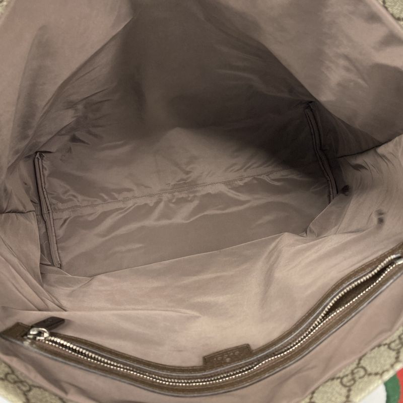 Gucci Tote Bag GG Supreme Sherry Line 763287 PVC Brown Silver Hardware Women