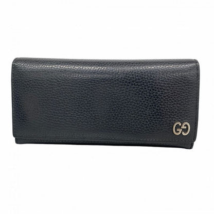 Gucci Long Wallet 481727 Leather Black Silver Hardware Women