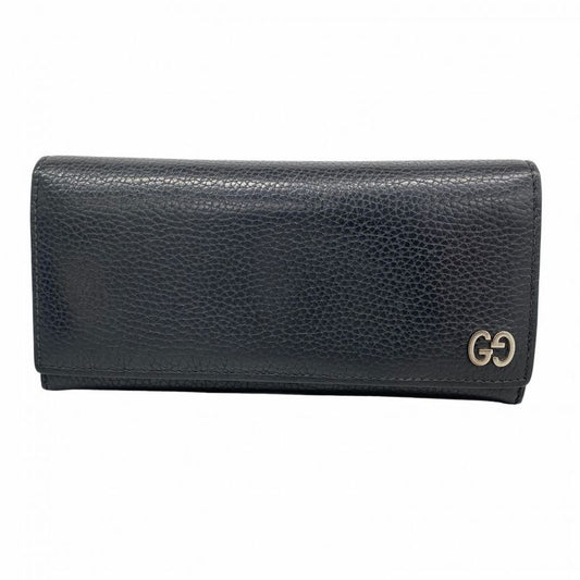 Gucci Long Wallet 481727 Leather Black Silver Hardware Women