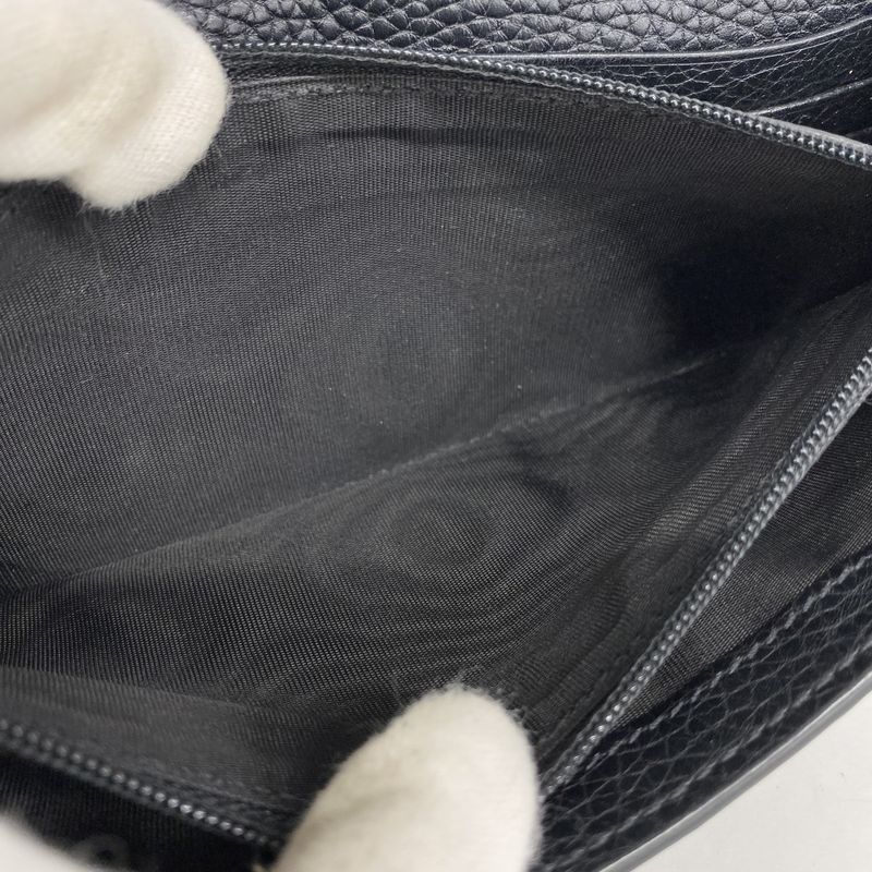 Gucci Long Wallet 481727 Leather Black Silver Hardware Women