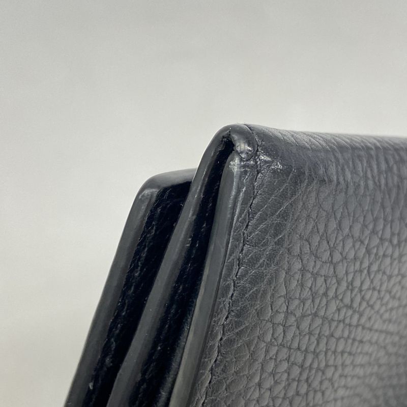 Gucci Long Wallet 481727 Leather Black Silver Hardware Women