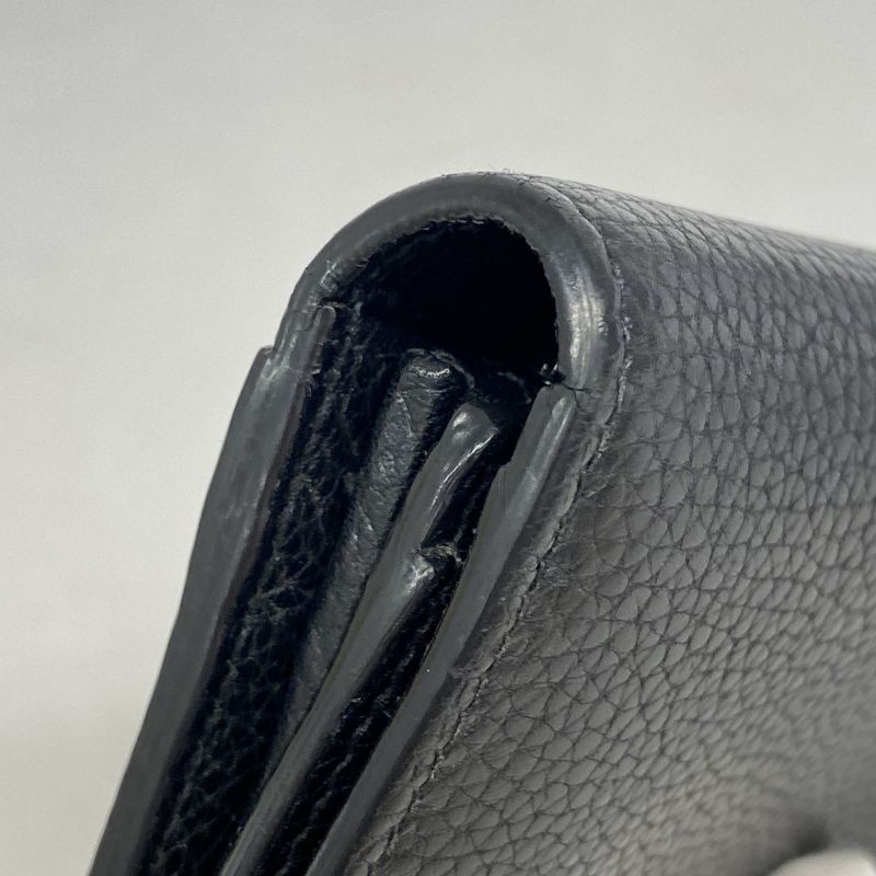 Gucci Long Wallet 481727 Leather Black Silver Hardware Women