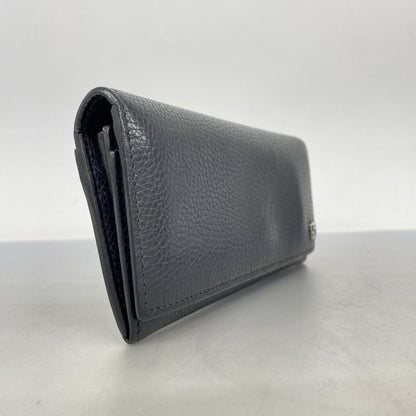 Gucci Long Wallet 481727 Leather Black Silver Hardware Women