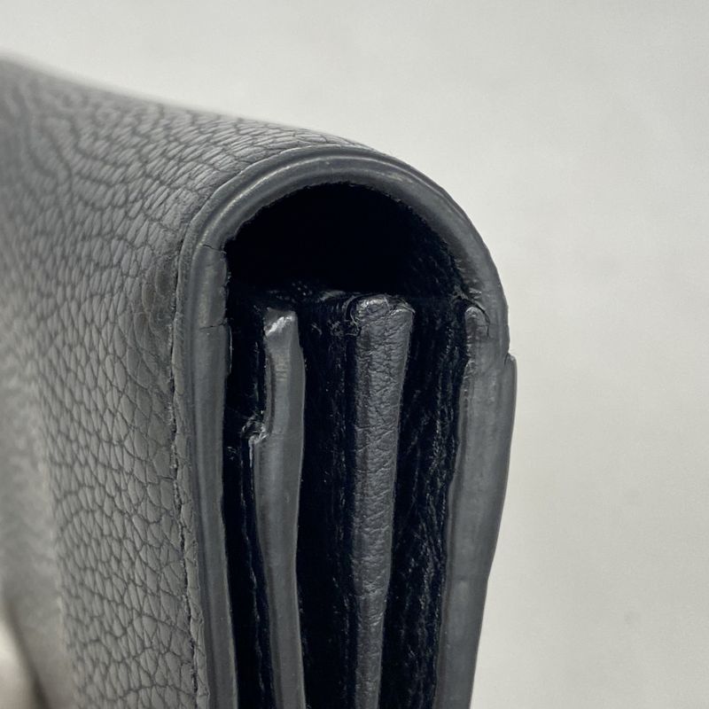 Gucci Long Wallet 481727 Leather Black Silver Hardware Women