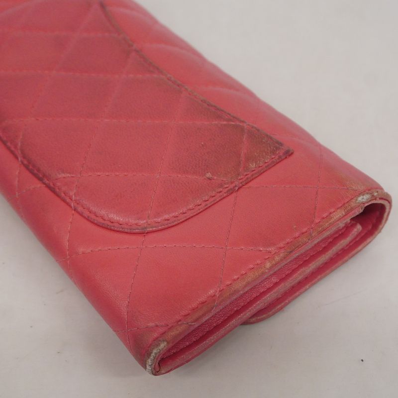 Chanel Long Wallet Matelasse Lambskin Pink Silver Hardware Women