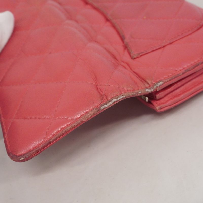 Chanel Long Wallet Matelasse Lambskin Pink Silver Hardware Women