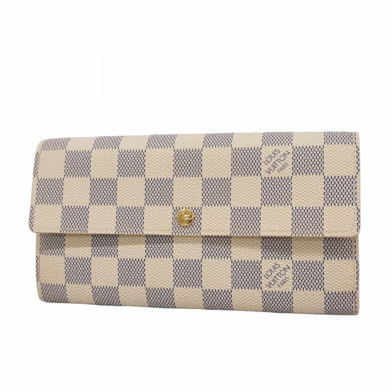 Louis Vuitton Damier Azure Portefeuille Sarah N61735 White Women's