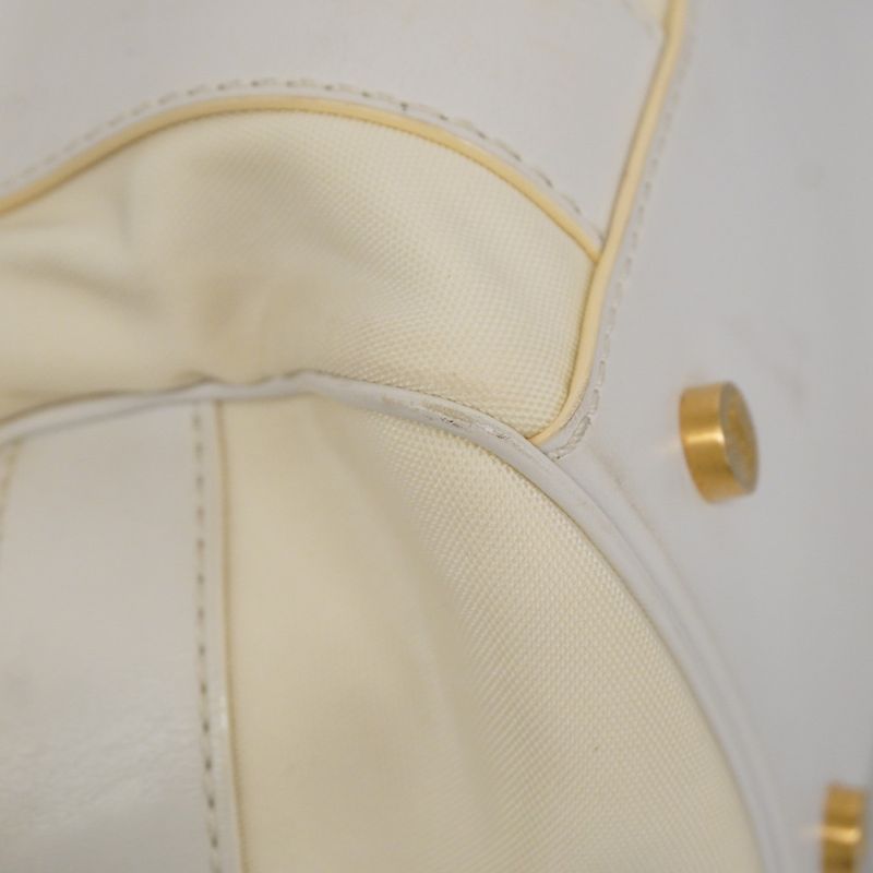 Celine Handbag Athens Olympics Limited Nylon Leather Ivory White Gold Hardware