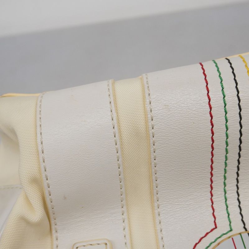 Celine Handbag Athens Olympics Limited Nylon Leather Ivory White Gold Hardware