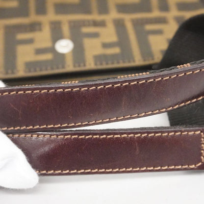 Fendi Tote Bag Zucca Nylon Canvas Brown Silver Hardware Women's