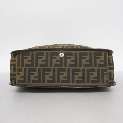 Fendi Tote Bag Zucca Nylon Canvas Brown Silver Hardware Women's