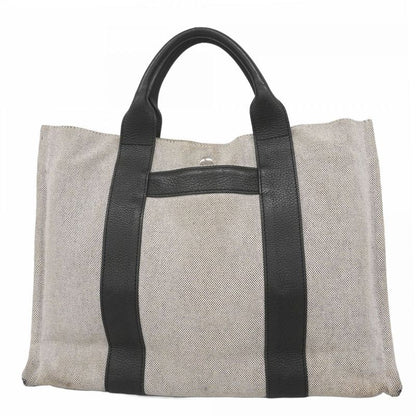 Hermes Tote Bag Sac Arne MM Canvas Gray Black Silver Hardware Women's