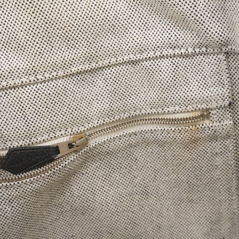 Hermes Tote Bag Sac Arne MM Canvas Gray Black Silver Hardware Women's