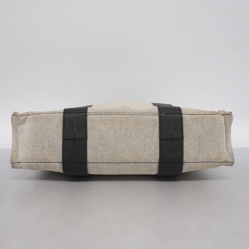 Hermes Tote Bag Sac Arne MM Canvas Gray Black Silver Hardware Women's