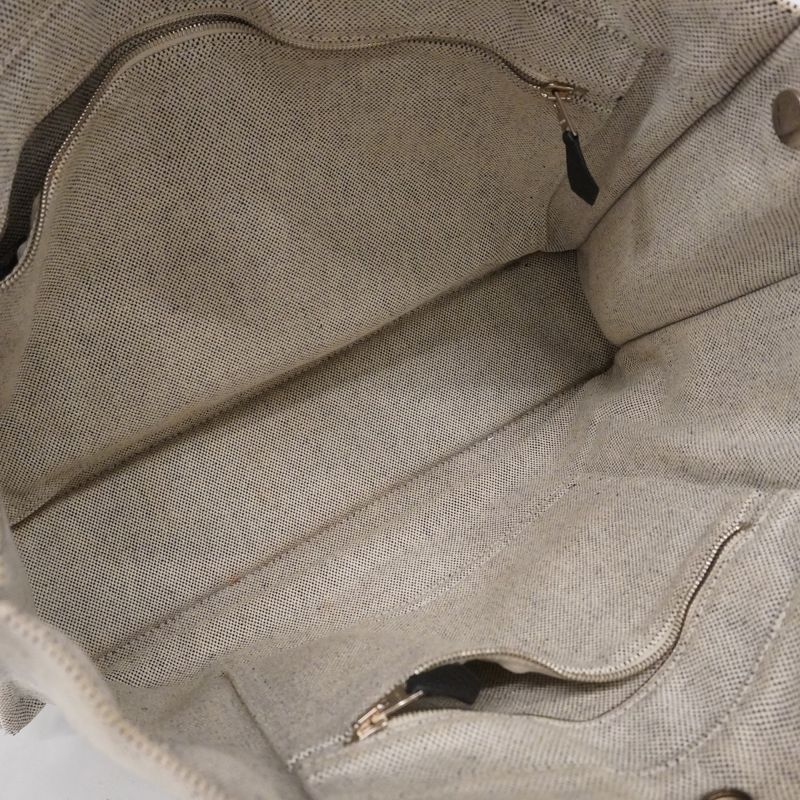 Hermes Tote Bag Sac Arne MM Canvas Gray Black Silver Hardware Women's