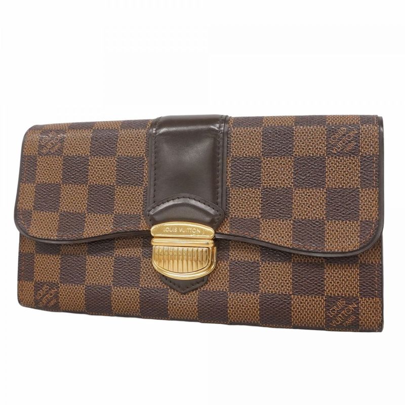 Louis Vuitton Damier Portefeuille Sistine N61747 Ebène Ladies Long Wallet