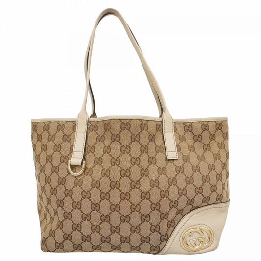Gucci Tote Bag GG Canvas 169946 Canvas Brown Gold Hardware Women's