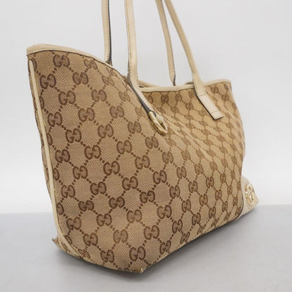 Gucci Tote Bag GG Canvas 169946 Canvas Brown Gold Hardware Women's