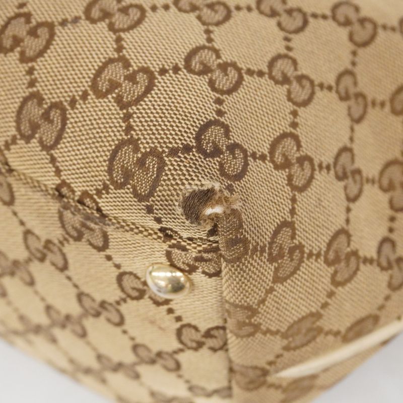Gucci Tote Bag GG Canvas 169946 Canvas Brown Gold Hardware Women's
