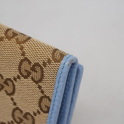 Gucci Long Wallet GG Canvas 346058 Canvas Brown Blue Gold Hardware Women