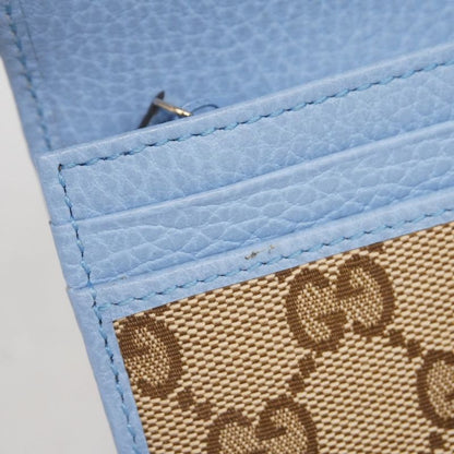 Gucci Long Wallet GG Canvas 346058 Canvas Brown Blue Gold Hardware Women