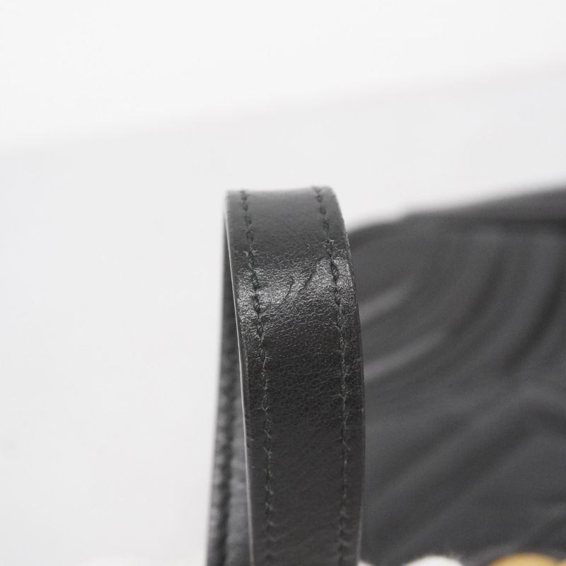 Gucci Shoulder Bag GG Marmont 446744 Leather Black Gold Hardware Women