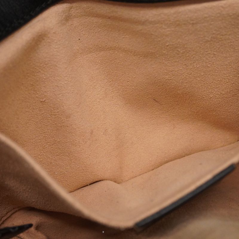 Gucci Shoulder Bag GG Marmont 446744 Leather Black Gold Hardware Women