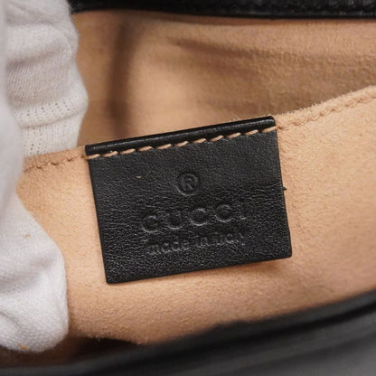 Gucci Shoulder Bag GG Marmont 446744 Leather Black Gold Hardware Women