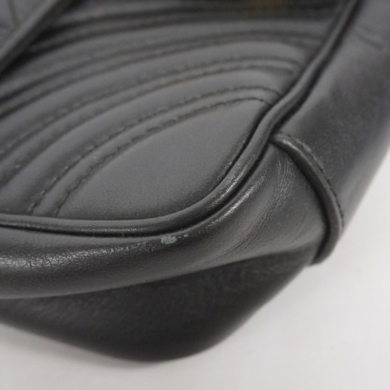 Gucci Shoulder Bag GG Marmont 446744 Leather Black Gold Hardware Women