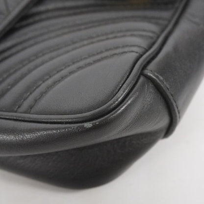 Gucci Shoulder Bag GG Marmont 446744 Leather Black Gold Hardware Women