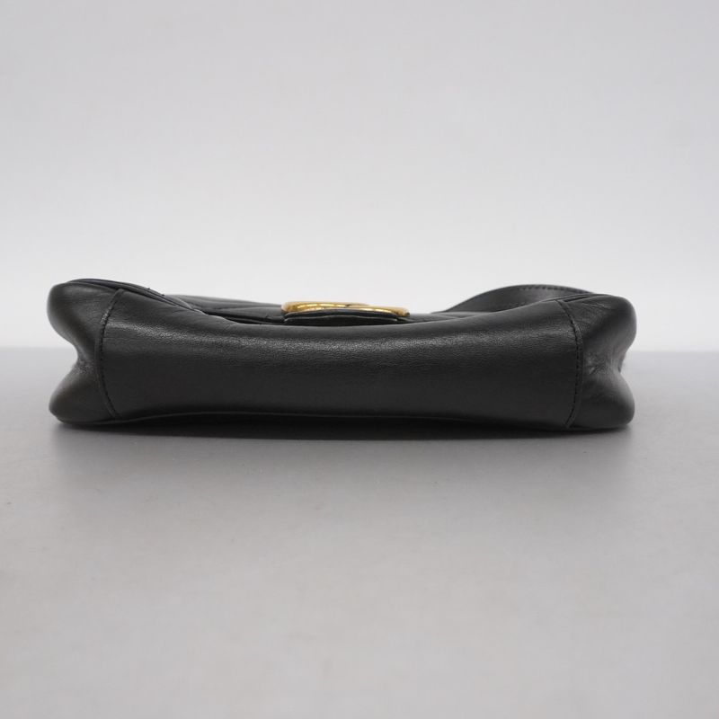 Gucci Shoulder Bag GG Marmont 446744 Leather Black Gold Hardware Women