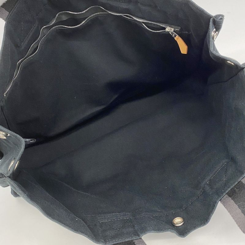 Hermes Tote Bag Fourre Tout MM Canvas Black Silver Hardware Women