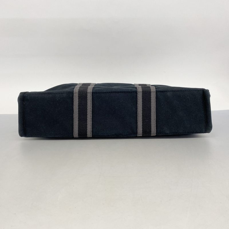 Hermes Tote Bag Fourre Tout MM Canvas Black Silver Hardware Women