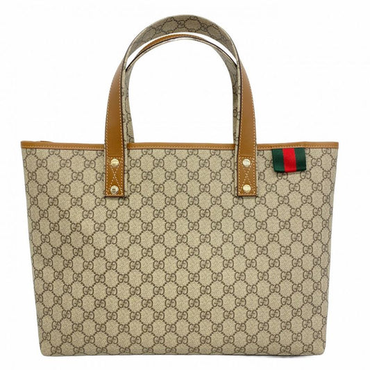 Gucci Tote Bag GG Supreme 211134 PVC Beige Light Brown Chien Pan Gold Hardware