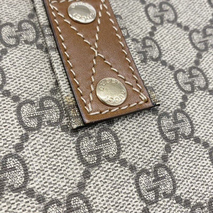 Gucci Tote Bag GG Supreme 211134 PVC Beige Light Brown Chien Pan Gold Hardware