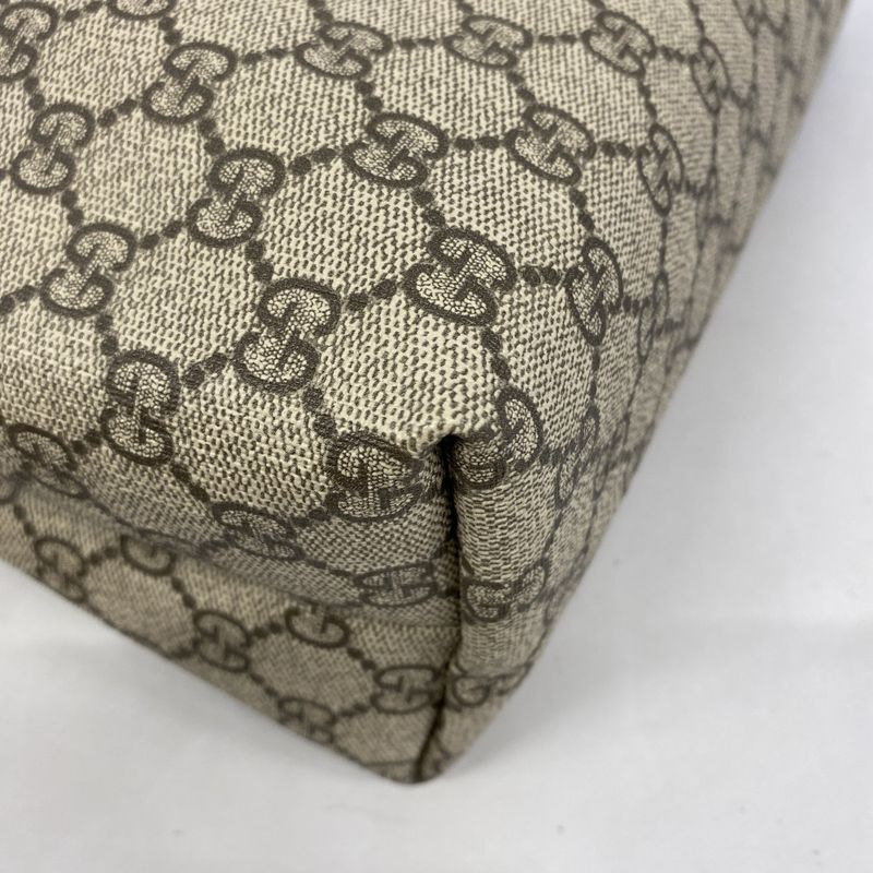 Gucci Tote Bag GG Supreme 211134 PVC Beige Light Brown Chien Pan Gold Hardware