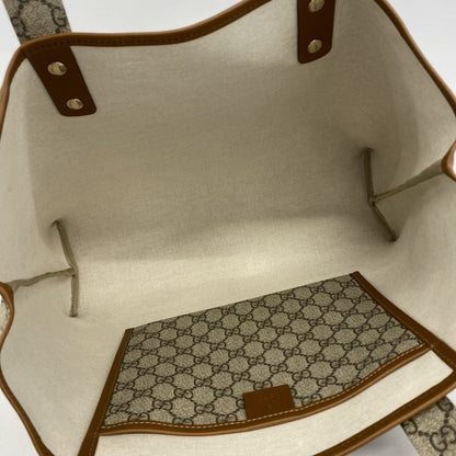 Gucci Tote Bag GG Supreme 211134 PVC Beige Light Brown Chien Pan Gold Hardware