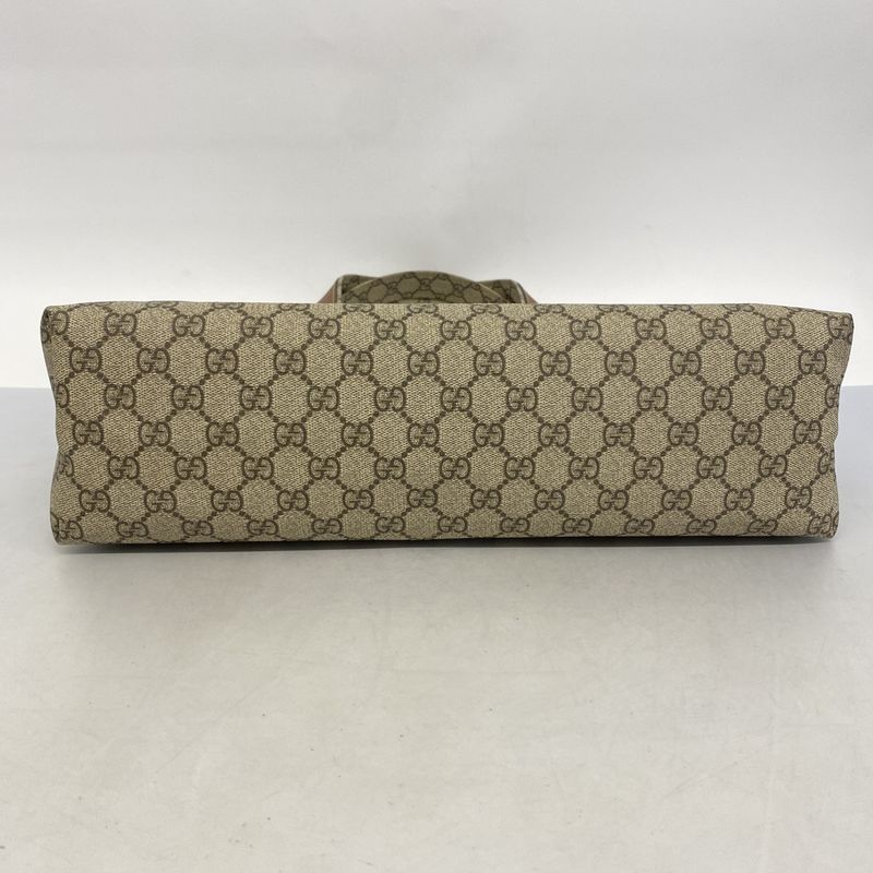 Gucci Tote Bag GG Supreme 211134 PVC Beige Light Brown Chien Pan Gold Hardware