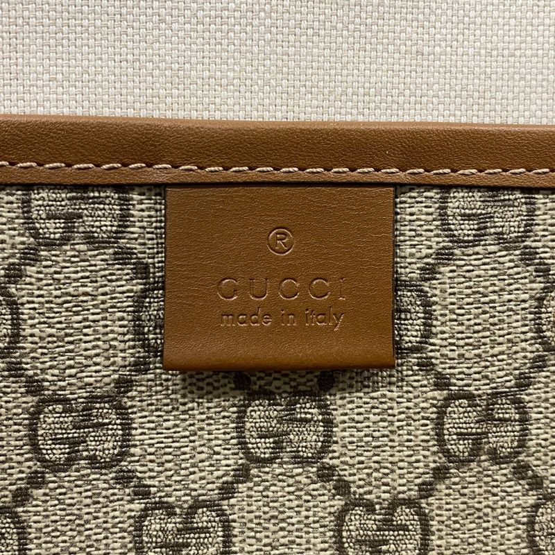 Gucci Tote Bag GG Supreme 211134 PVC Beige Light Brown Chien Pan Gold Hardware