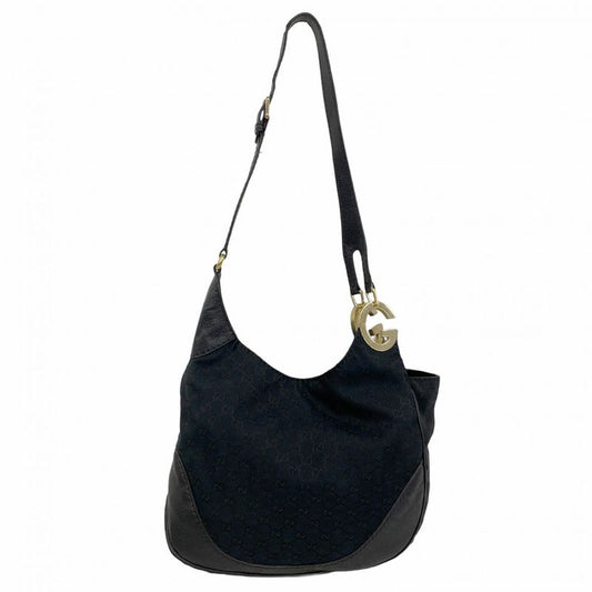 Gucci Shoulder Bag GG Canvas 203503 Canvas Black Chien Pan Gold Hardware Women