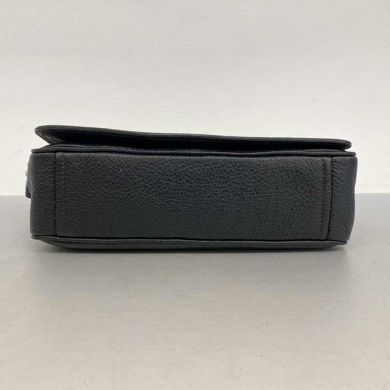 Prada Shoulder Bag Leather Black Gold Hardware Women